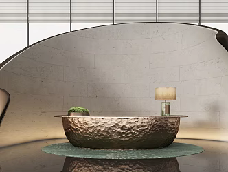 Front desk, reception desk, end view desk 3d model