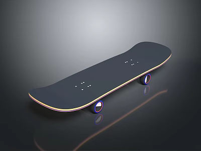 Black Skateboard With Smooth Deck And Colorful Wheels For Daily Use 3d model