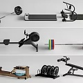 Complete Home Sports Equipment Set With Barbell Treadmill Rower Dumbbell Rack And Bench