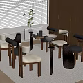 Middle style dining table and chair combination 3d model