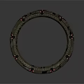 Industrial Circular Scenic Component With Metal Frame And Red Lighting Accents