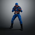 Captain America Action Figure In Blue Uniform With Red White Star And Fighting Stance