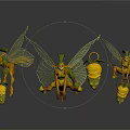 Enchanting Fairy Characters With Green Leaf Wings And Yellow Buds In Various Poses