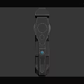 Advanced Futuristic Black Pistol With Tactical Rails Blue Indicator Light And Modern Design