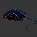 Ergonomic Black Wired Computer Mouse With Red Accents And Comfortable Grip Design 3d model