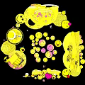 Yellow Smiley Face Themed Play Structures With Various Shapes And Interactive Elements 3d model