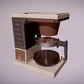 Vintage Style Coffee Maker Kitchen Appliance With Beige And Brown Design And Transparent Glass Carafe
