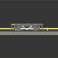 Train Bogie 3D Model with Yellow Components on Rail Tracks and Gray Structure 3d model