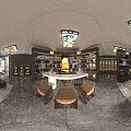 Modern Bookstore Interior With Well Organized Bookshelves And Front Counter Displaying Various Books