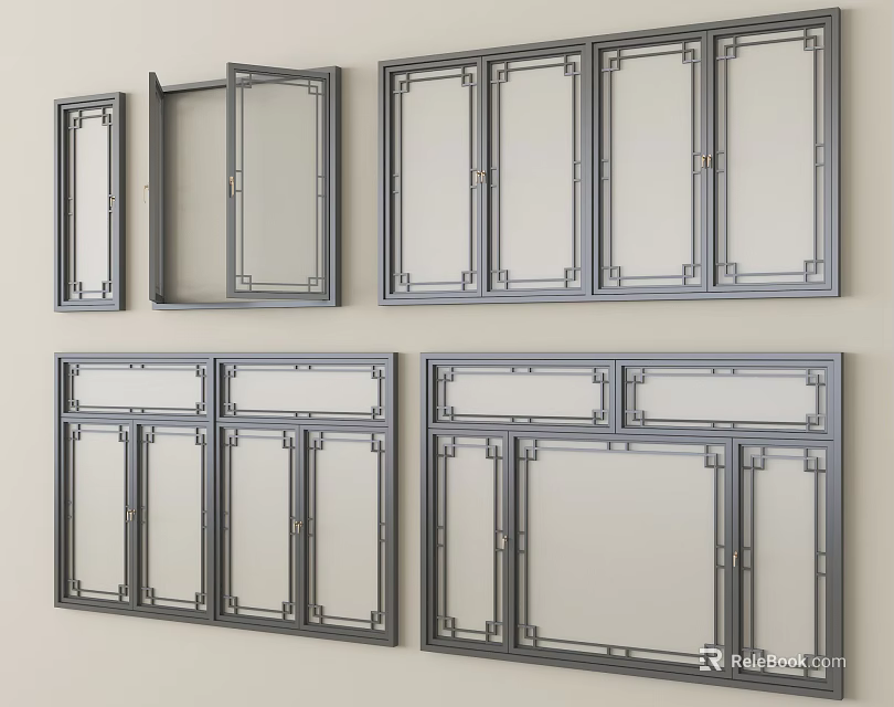 Casement Windows With Various Frame Designs And Modern Home Features 3d model
