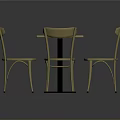 Dining Furniture Set With Light Wood Rectangular Table And Six Beige Chairs With Pink Seats