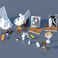 Art Supplies Collection Featuring Plaster Sculptures Drawing Boards Paints And Tools