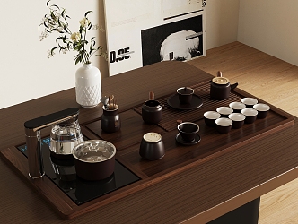 New Chinese Tea Set Tea Cup Tea Tray 3d model