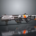 Futuristic Sci Fi Weapon With Metallic Silver Black And Orange Tactical Design