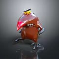 Cartoon Brown Bird Game Movie Character With Red Beak Yellow Eyes Sharp Teeth Black Claws