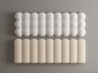 White And Beige Soft Padded Panels With Textured Surface Arranged In Rows 3d model
