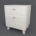 White Wooden Nightstand With Two Drawers Gold Knobs And White Legs For Bedroom