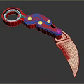Red Karambit Knife With Shiny Ring Handle And Curved Sharp Metallic Blade 3d model