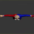 Blonde Female Character With Pigtails Red Blue Jacket Tattoos Standing Arms Outstretched