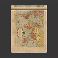 Vintage World Map Wall Decor With Rolled Design And Antique Style Art