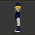 Friendly Cartoon Brewers Mascot With Blue Cap Yellow Mustache Jersey And Gray Shorts Arms Outstretched