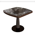Modern Square Dining Table With Black And White Marble Top And Dark Round Pedestal Base