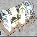 Modern Outdoor Playground Equipment With Colorful Glass Arch Structures Metal Frames And Stairs