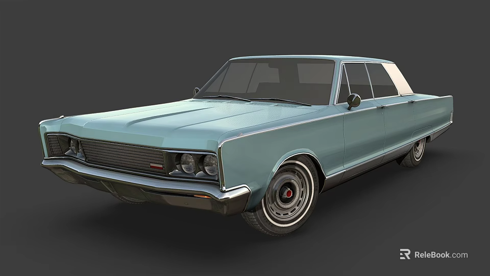 Classic Light Blue Sedan with Sleek Retro Body Design and Chrome Accents 3d model 