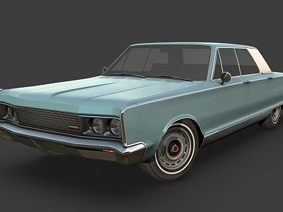 Classic Light Blue Sedan with Sleek Retro Body Design and Chrome Accents 3d model