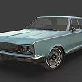 Classic Light Blue Sedan with Sleek Retro Body Design and Chrome Accents