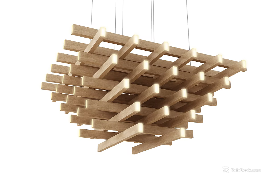 Geometric Inflatable Model With Wooden Style Design Hanging Decoration For Modern Home 3d model 