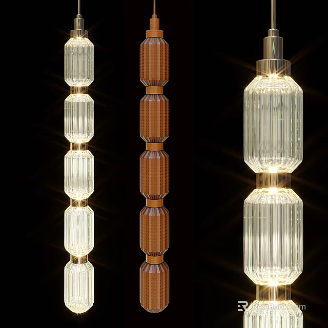 Modern Transparent and Brown Textured Chandeliers with Lighted Design for Home Interior Decor 3d model 