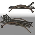 Modern Lounge Chair With Striped Structure And Movable Wheels For Outdoor Relaxation