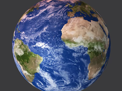 Realistic Earth Globe Displaying Blue Oceans Green Landmasses And White Clouds 3d model