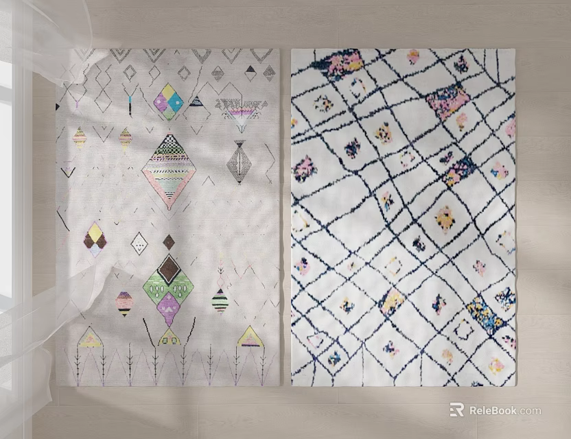 Square Rugs With Geometric And Floral Patterns Colorful Design Ideas 3d model