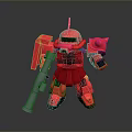 Detailed Red Robot Character with Mechanical Armor and Weapon Design Features