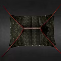 Traditional Chinese Ancient Architecture With Red Curved Eaves Black Tiled Roof And Carved Windows