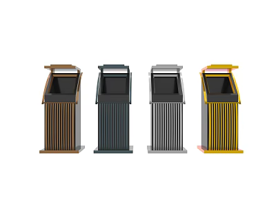 Public Trash Bins with Multiple Colors and Vertical Stripes as Outdoor Public Facilities 3d model