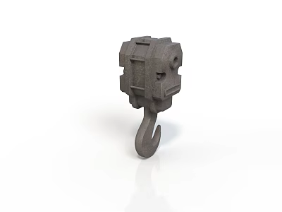 Industrial Metal Lifting Hoist Equipment With Hook And Mechanical Parts 3d model