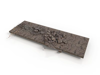 Modern Construction Site Long Strip Ground Surface With Scattered Gravel And Soil 3d model
