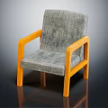 Single Sofa With Gray Fabric And Orange Wooden Arms And Legs Design