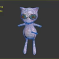 Pink Fantasy Creature With Cat Ears Big Blue Eyes And Standing Pose