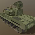 Military Armored Functional Vehicle With Tracked Chassis Turret Cannon And Antenna