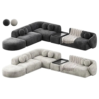 Light Luxury Multi-person Corner Sofa Set 3d model