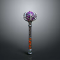 Ornate Magical Staff Featuring Purple Orb Silver Accents And Colorful Patterns