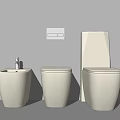 Modern White Toilet With Matching Basin And Sleek Water Tank Design