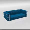 Modern Blue Two-Seater Sofa with Metal Frame and Comfortable Design 3d model