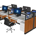 Modern Office Workstation Cubicles With Multiple Desks Computers And Ergonomic Chairs 3d model