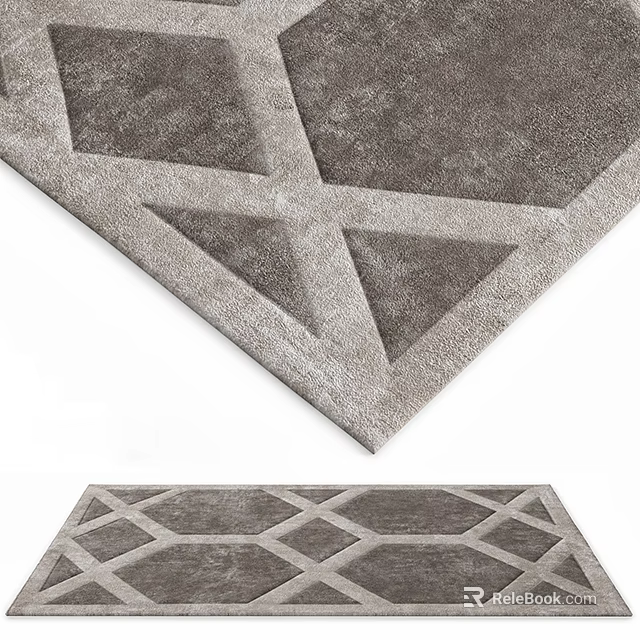 Modern Square Area Rug With Geometric Pattern In Gray Tones 3d model