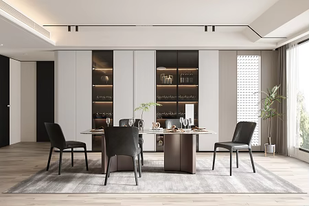 Modern Restaurant Dining Table and Chair 3d model